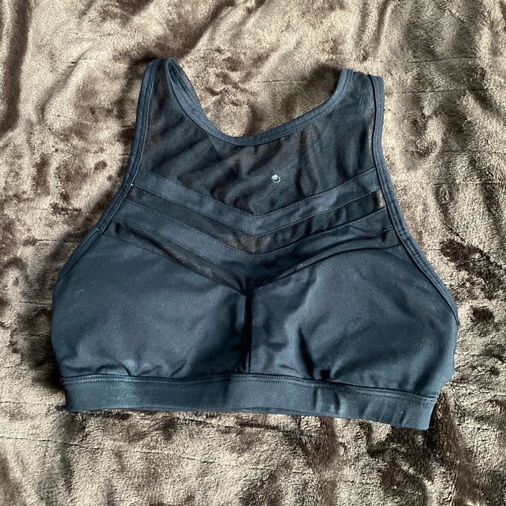 Black mesh sports bra